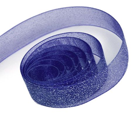 Navy - Sparkle Sheer Ribbon - 7/8" x 100 Yards