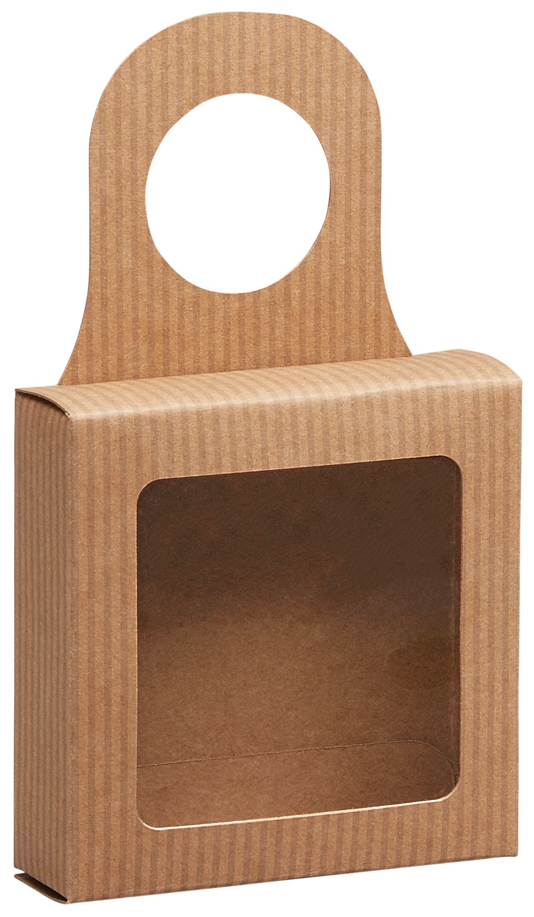 Kraft Stripes - Bottle Hanger Favor Box - 3-5/8 x 3-5/8 x 1-1/8"