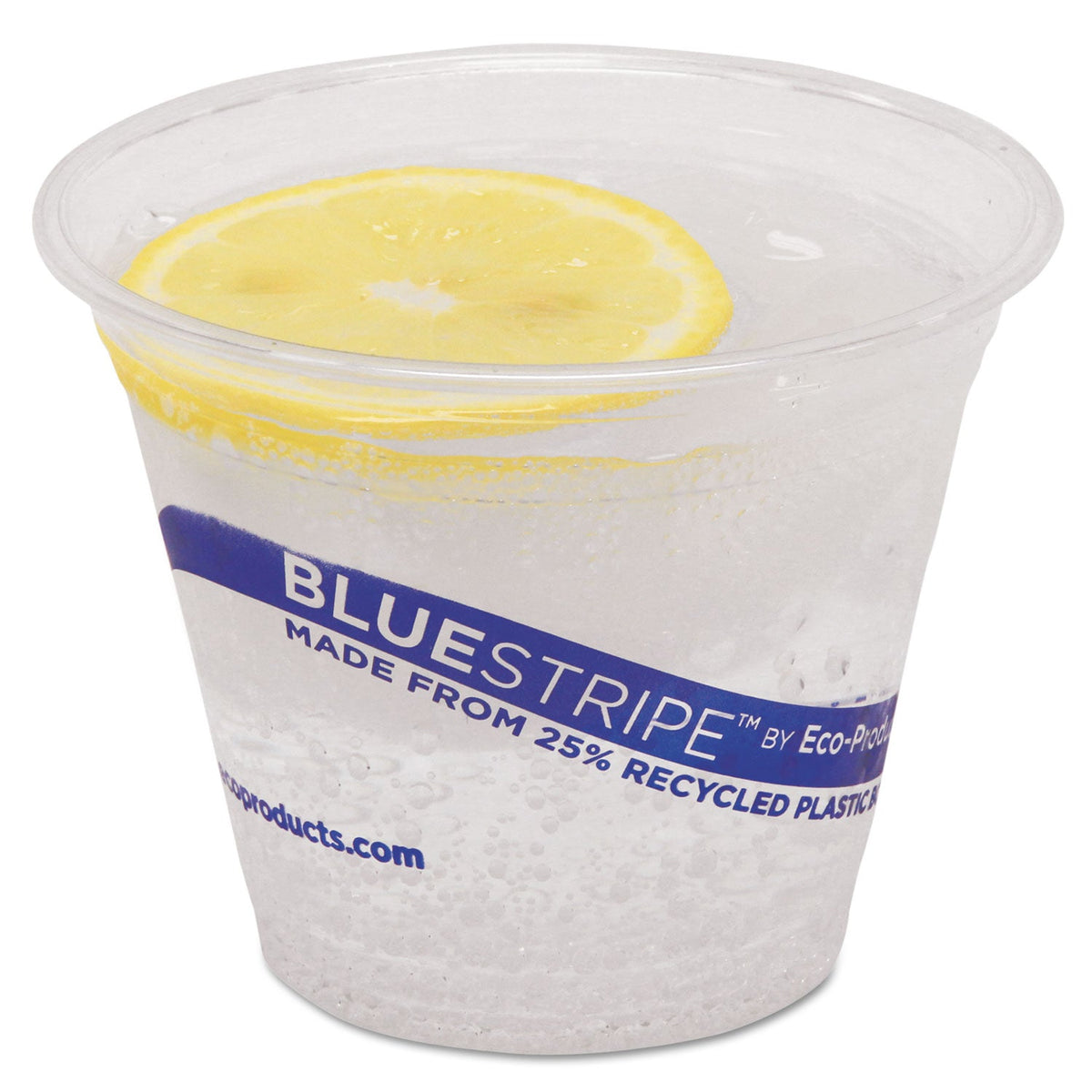 Eco-Products BlueStripe 25% Recycled Content Cold Cups, 9 oz, Clear/Blue, 50/Pack, 20 Packs/Carton