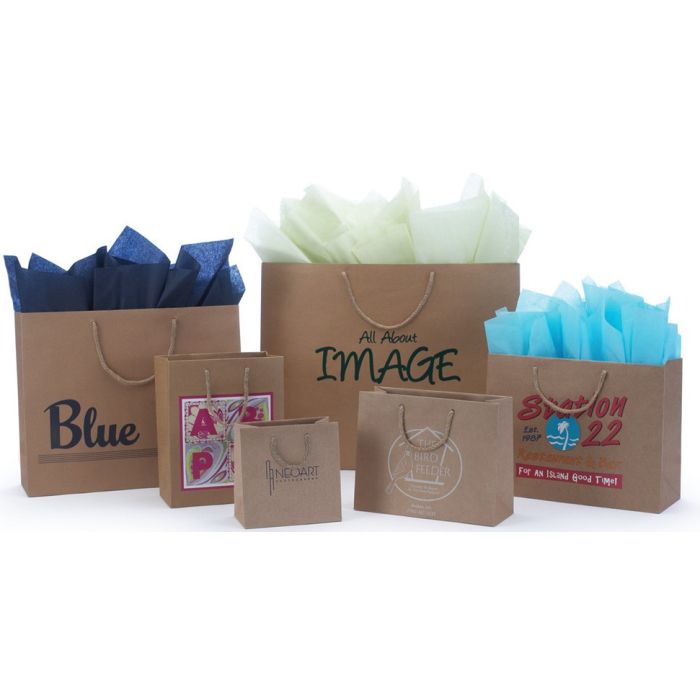 Natural Kraft Euro Tote Shopping Bags - Rope Handle