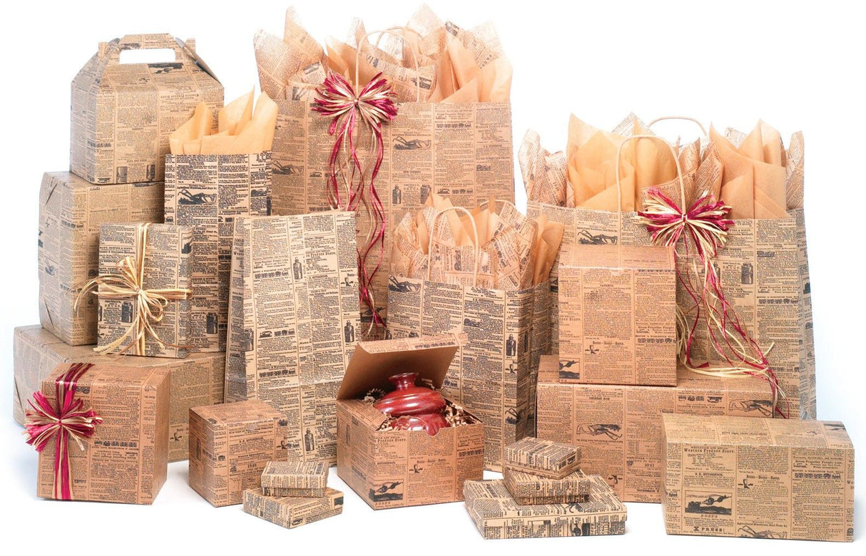 Newsprint - Matte Shopping Bags - 16 x 6 x 12-3/8"