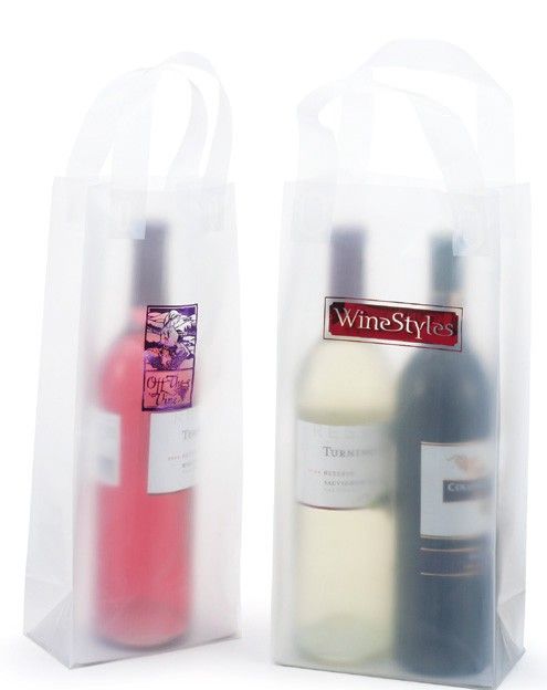 Frosted Clear - Plastic Wine Bag - 6-1/2 x 3-1/2 x 13-1/2"