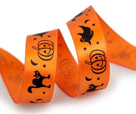 Orange/Black - Boo - Halloween Ribbon - 7/8" x 25 Yards