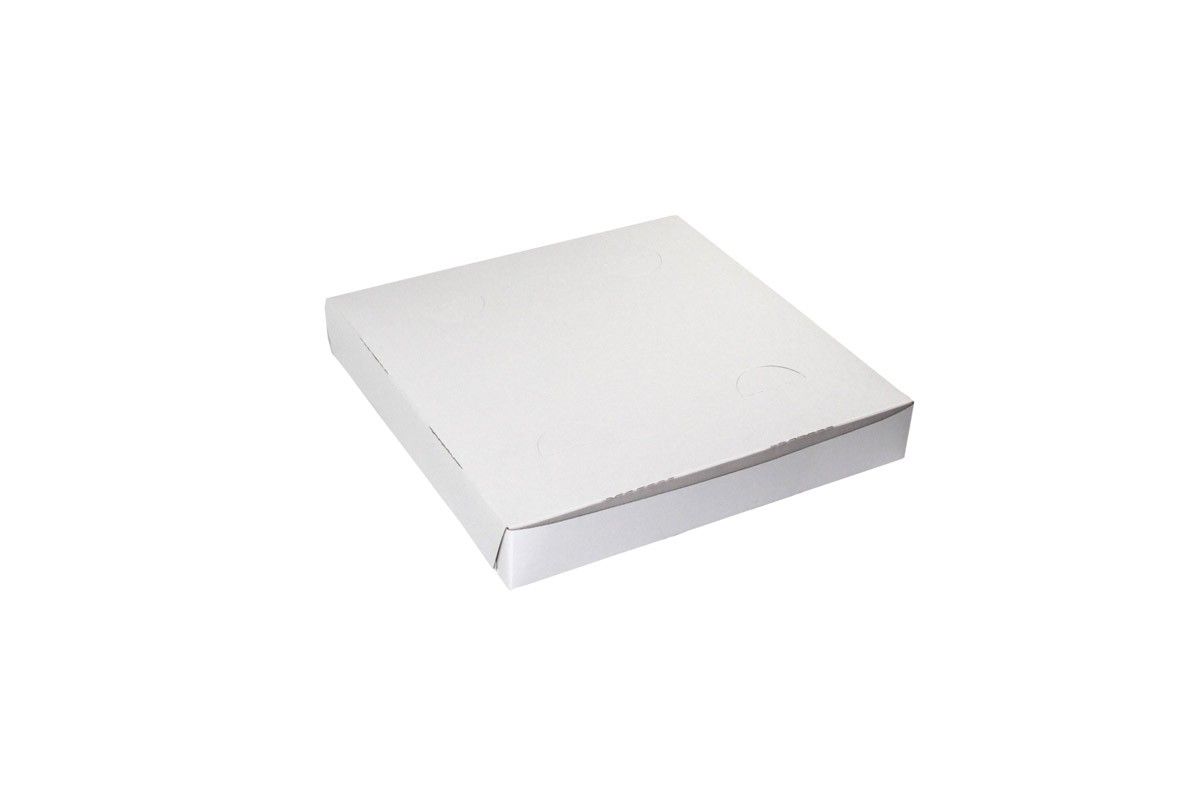 White - 1 Pc. Lock Corner Pizza Box - 10 x 10 x 1-1/2"