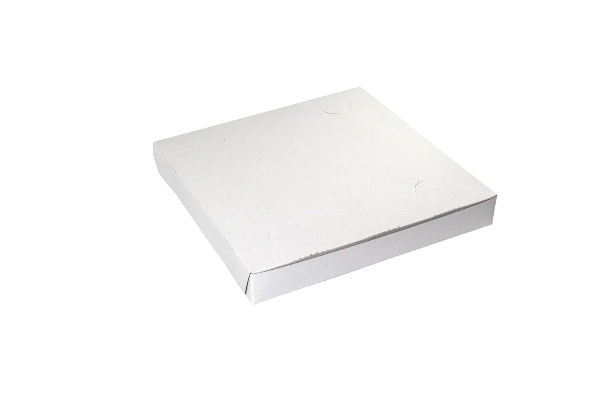 White - 1 Pc. Lock Corner Pizza Box - 12 x 12 x 1-1/2"