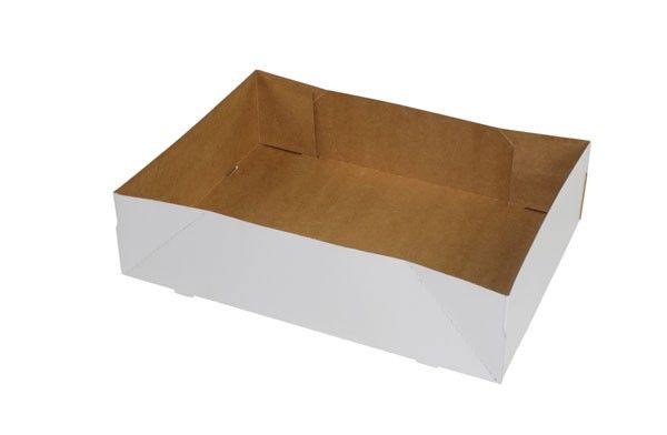 White Exterior / Kraft Interior - Donut Tray - 14 x 10 x 3" (4 Corner - Glued)