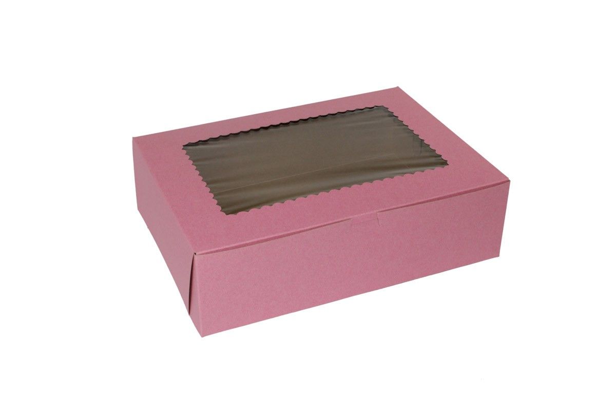 Strawberry - Window Cupcake/Bakery Box - 14 x 10 x 4"