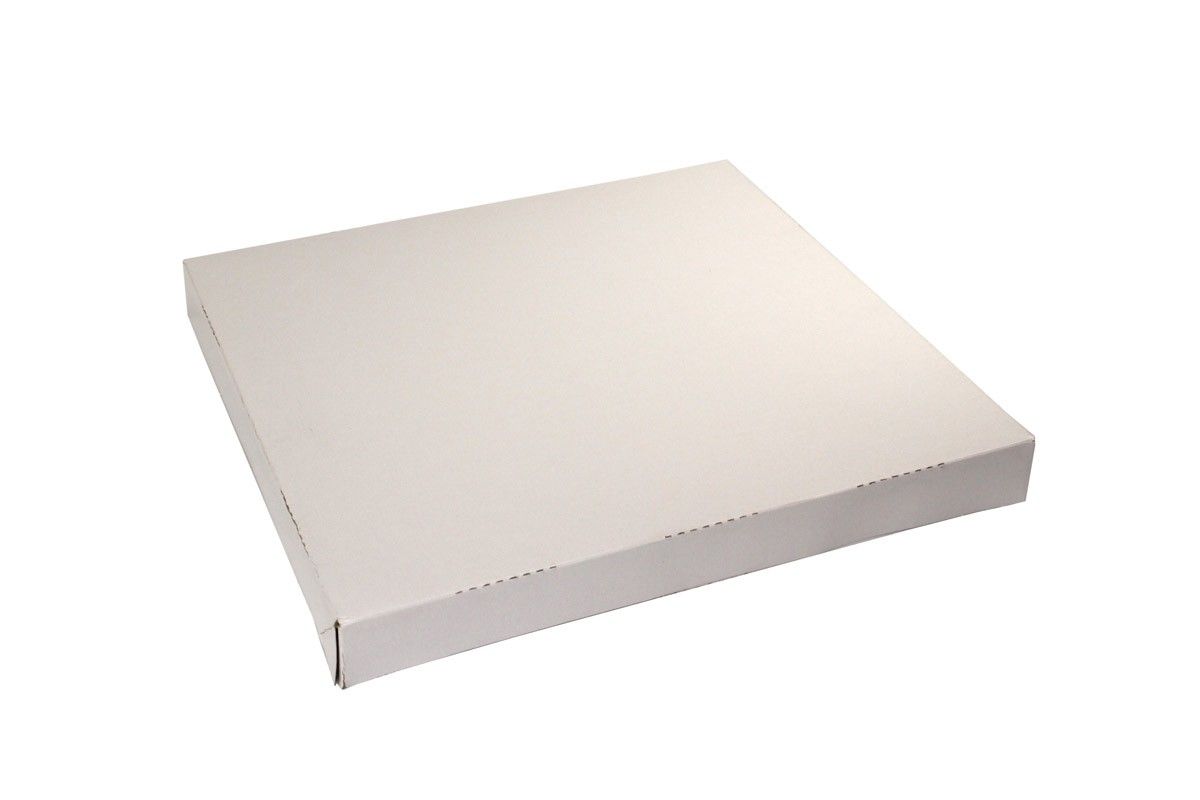White - 4 Corner Automatic Pizza Box - 14 x 14 x 1-1/2"