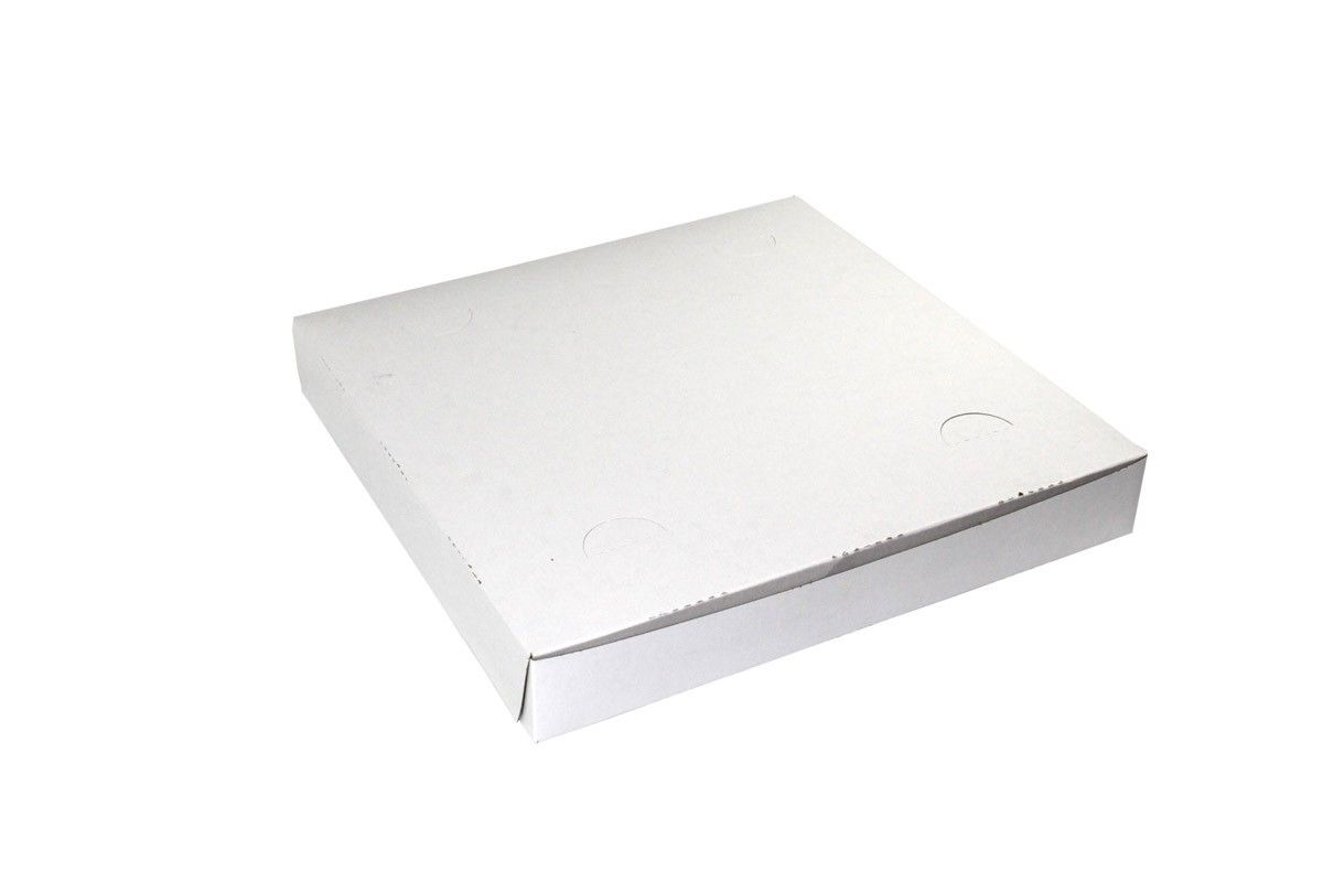 White - 1 Pc. Lock Corner Pizza Box - 14 x 14 x 2"