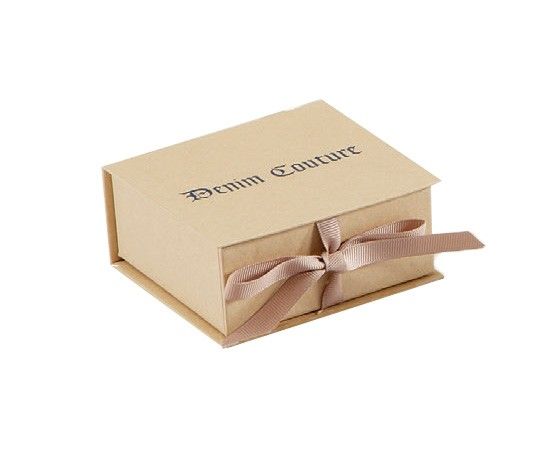 Natural Kraft - Ribbon Jewelry Box - 5 x 3-1/2 x 1-1/2"