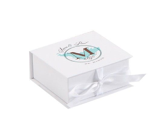 Matte White - Ribbon Jewelry Box - 8 x 2 x 1-1/4"