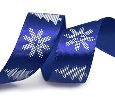 Christmas Dots - Blue/White - Christmas Ribbon - 7/8" x 25 Yards
