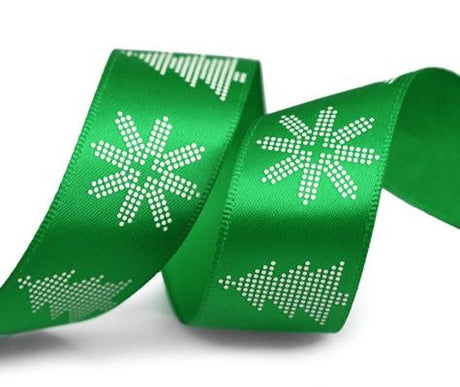 Christmas Dots - Green/White - Christmas Ribbon - 7/8" x 25 Yards
