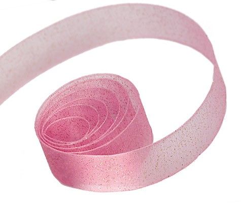 Hot Pink - Sparkle Sheer Ribbon - 7/8" x 100 Yards