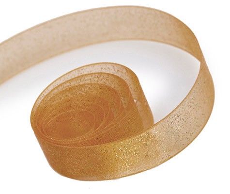 Old Gold - Sparkle Sheer Ribbon - 1-1/2" x 100 Yards