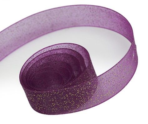 Plum - Sparkle Sheer Ribbon - 7/8" x 100 Yards