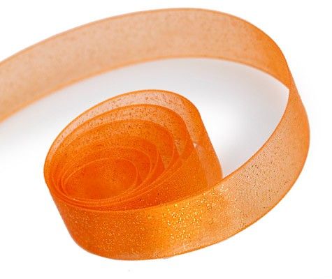 Orange - Sparkle Sheer Ribbon - 7/8" x 100 Yards