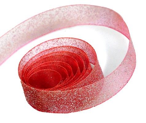 Red - Sparkle Sheer Ribbon - 5/8" x 100 Yards