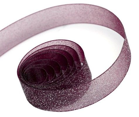 Wine - Sparkle Sheer Ribbon - 7/8" x 100 Yards