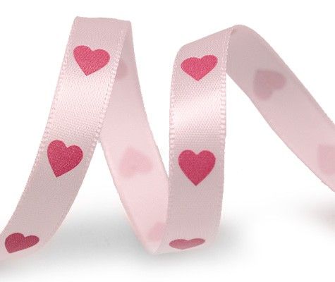 String of Hearts - Pink - Valentine Ribbon - 1/4" x 25 Yards
