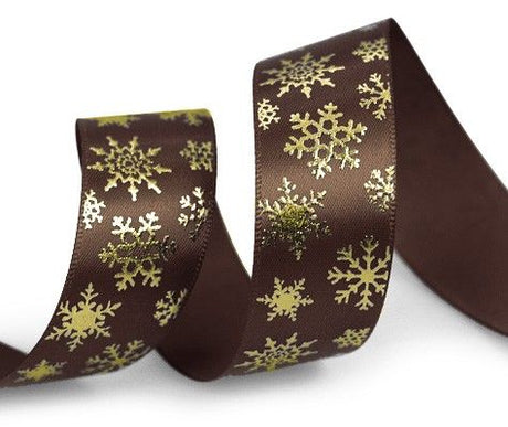 Winter Bliss -Sepia/Gold - Christmas Ribbon - 7/8" x 25 Yards