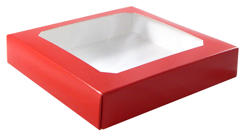 Red Window - Candy Box Lid - (16 oz x 2 Layers) 7-3/4 x 7-3/4 x 1-1/8"