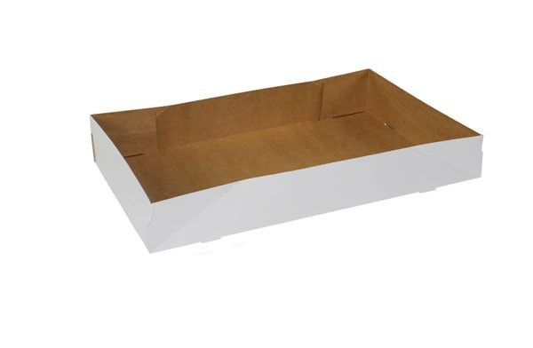 White Exterior / Kraft Interior - Donut Tray - 16 x 12 x 2-1/2" (4 Corner - Glued)
