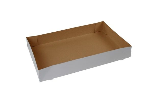 White Exterior / Kraft Interior - Donut Tray - 17-1/4 x 11 x 2-1/2" (4 Corner - Glued)