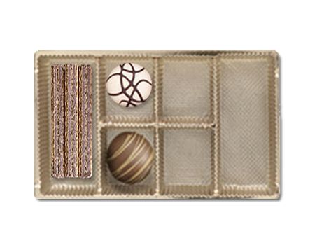 Gold - 1852TDG6 - Ballotin Tray - (1 lb) 6-7/8 x 4 x 1-1/8" (6 cavities)