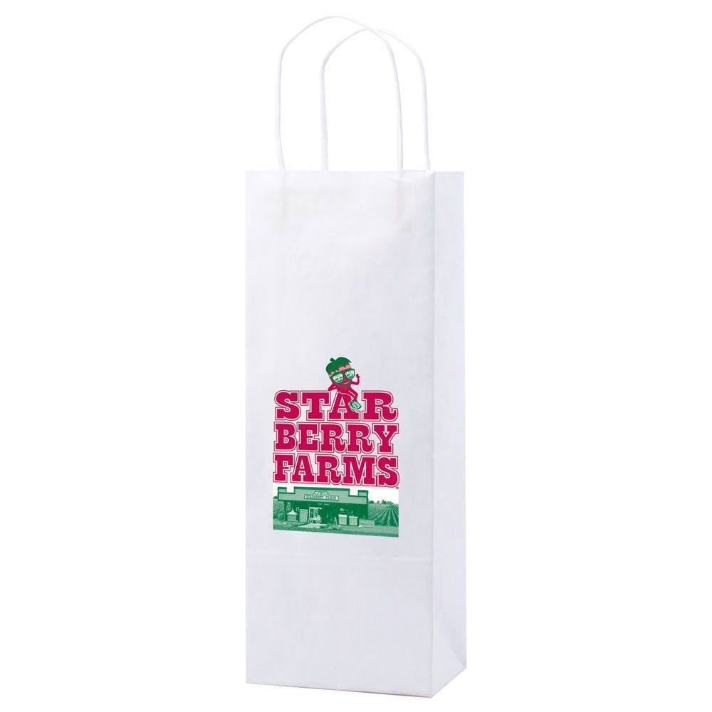 White Kraft - Shopping Bag - 5-1/4 x 3-1/2 x 13" (Single Bottle)