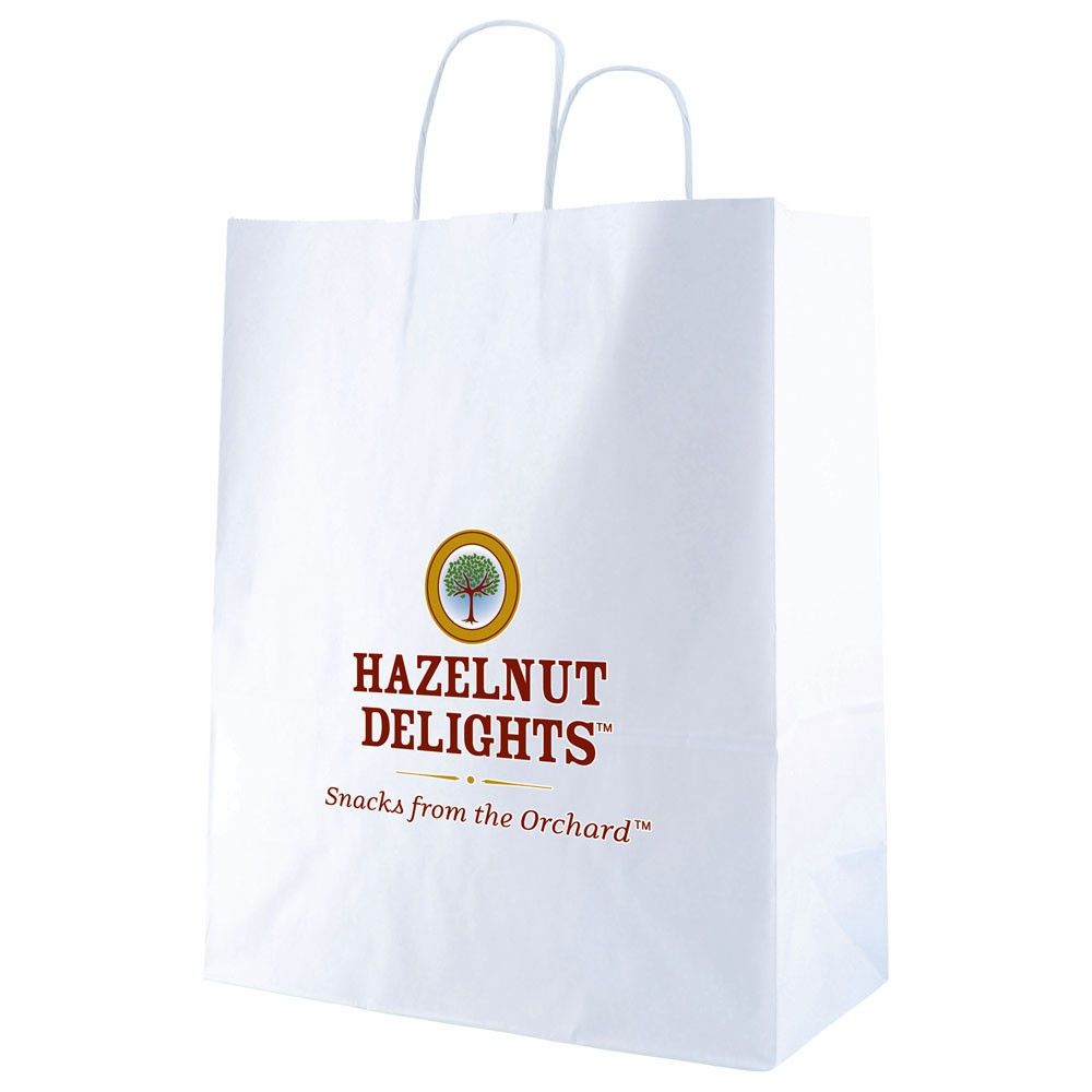 White Kraft - Paper Restaurant / Take Out Bag - 13 x 6 x 15-3/4"
