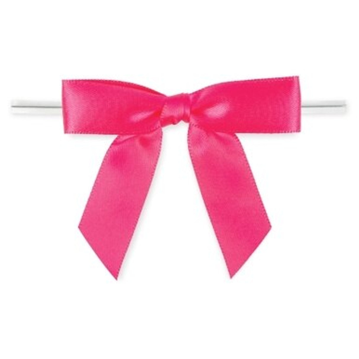 Hot Pink - Bow with Twist Tie - 2-3/4" Width Bow - 4" Twist Tie