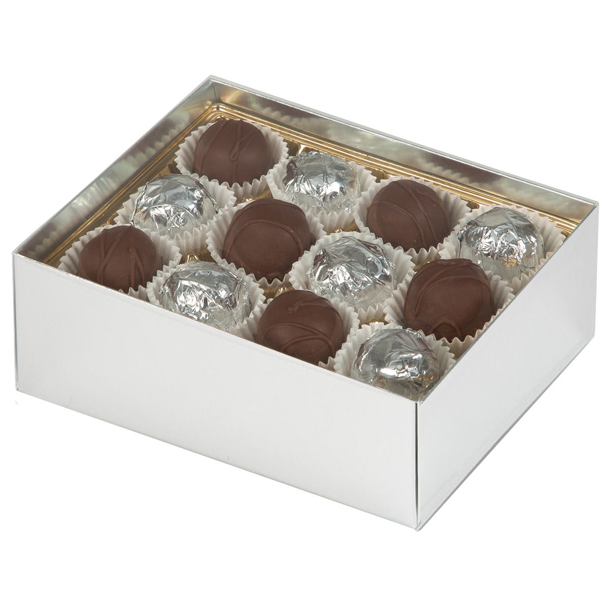 Silver - Macaron Box Base - Base (2 Layer - 24 Pc.) 6-3/8 x 4-3/4 x 2"