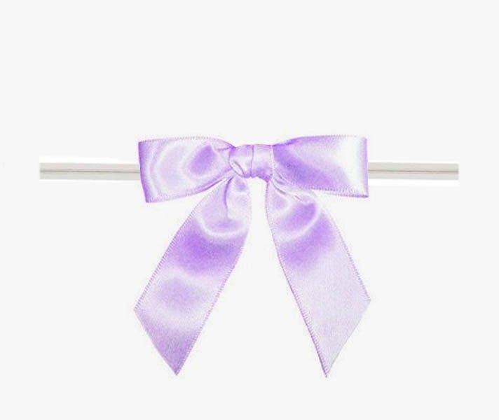 Light Orchid - Satin Bow with Twist Tie - 2-1/2" Width Bow - 4" Clear Twist Tie