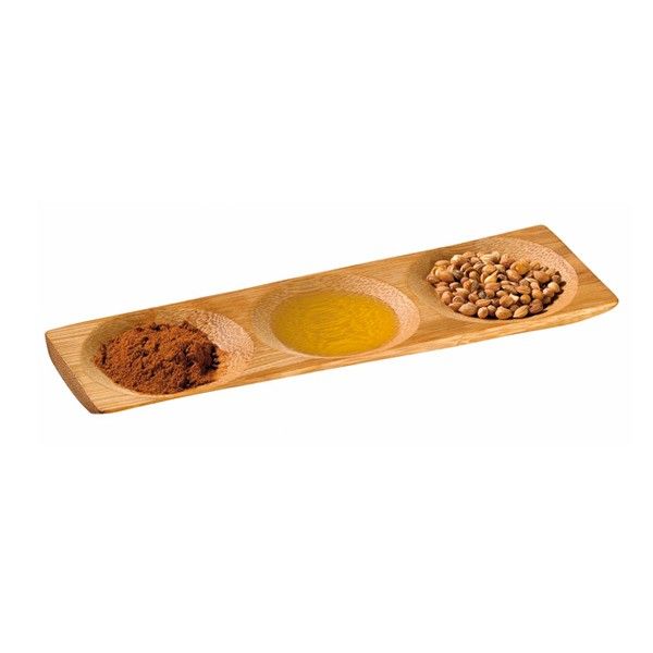 Bamboo Natural - PATONG - _Bamboo Three Compartment Dish - (0.25 oz) - 7.1 x 2.4 x 0.4"