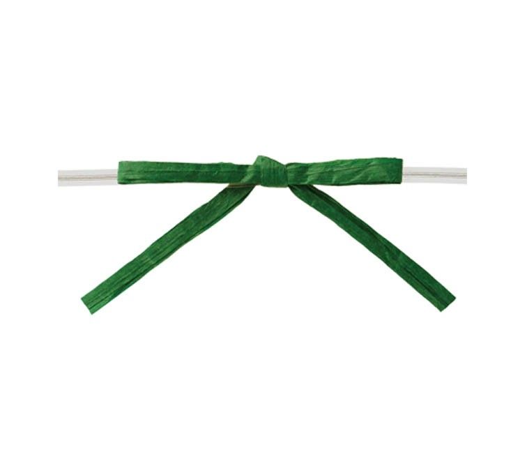 Emerald - Paper Raffia Bow with Twist Tie - 2-1/2" Width Bow - 4" Clear Twist Tie