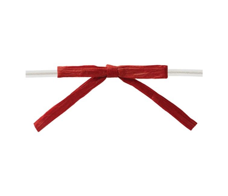 Red - Paper Raffia Bow with Twist Tie - 2-1/2" Width Bow - 4" Clear Twist Tie
