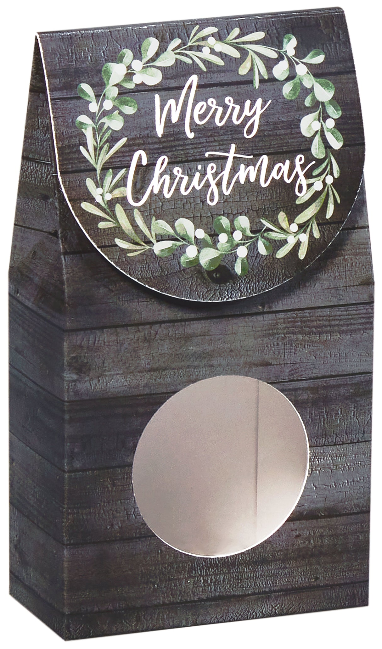 Merry Christmas Wreath - Gourmet Candy Box - 3-1/2 x 1-3/4 x 6-1/2"