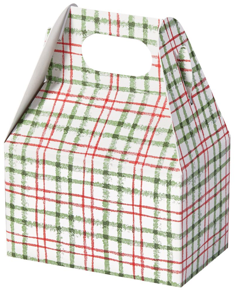 Red & Green Plaid - Mini Gable Box - 4 x 2-1/2 x 2-1/2"