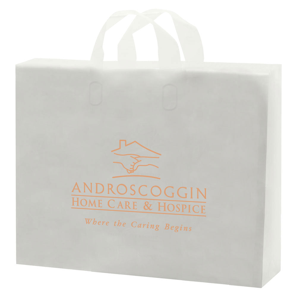 Frosted Clear - Soft Loop To-Go Bag - Cardboard Bottom - 14 x 10 x 13" (3 mil)