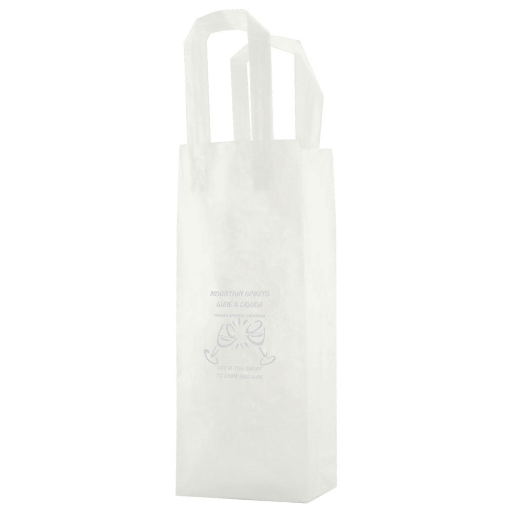 Frosted Clear - Tri-Fold Handle Bag - Cardboard Bottom - 5-1/4 x 3-1/4 x 13" (3.5 mil)