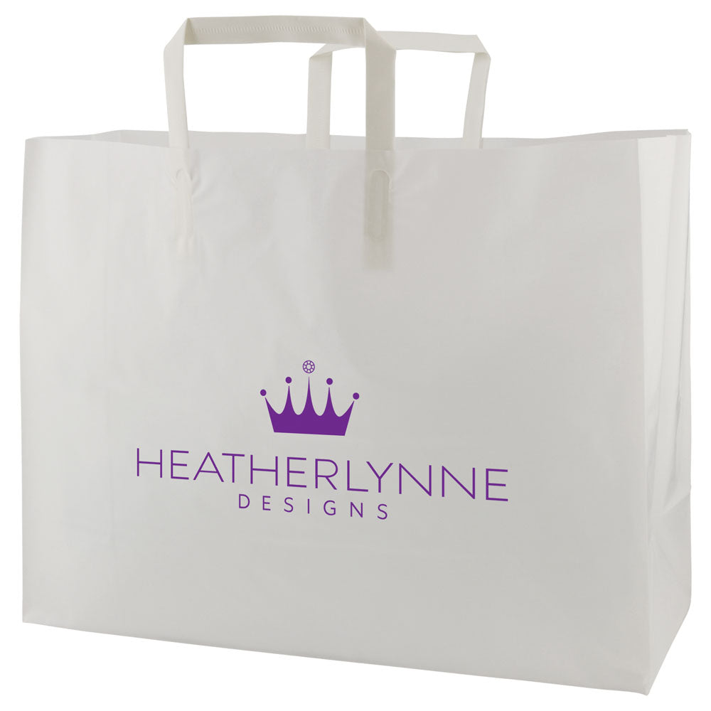 Frosted Clear - Tri-Fold Handle Bag - Cardboard Bottom - 16 x 6 x 12" (3.5 mil)