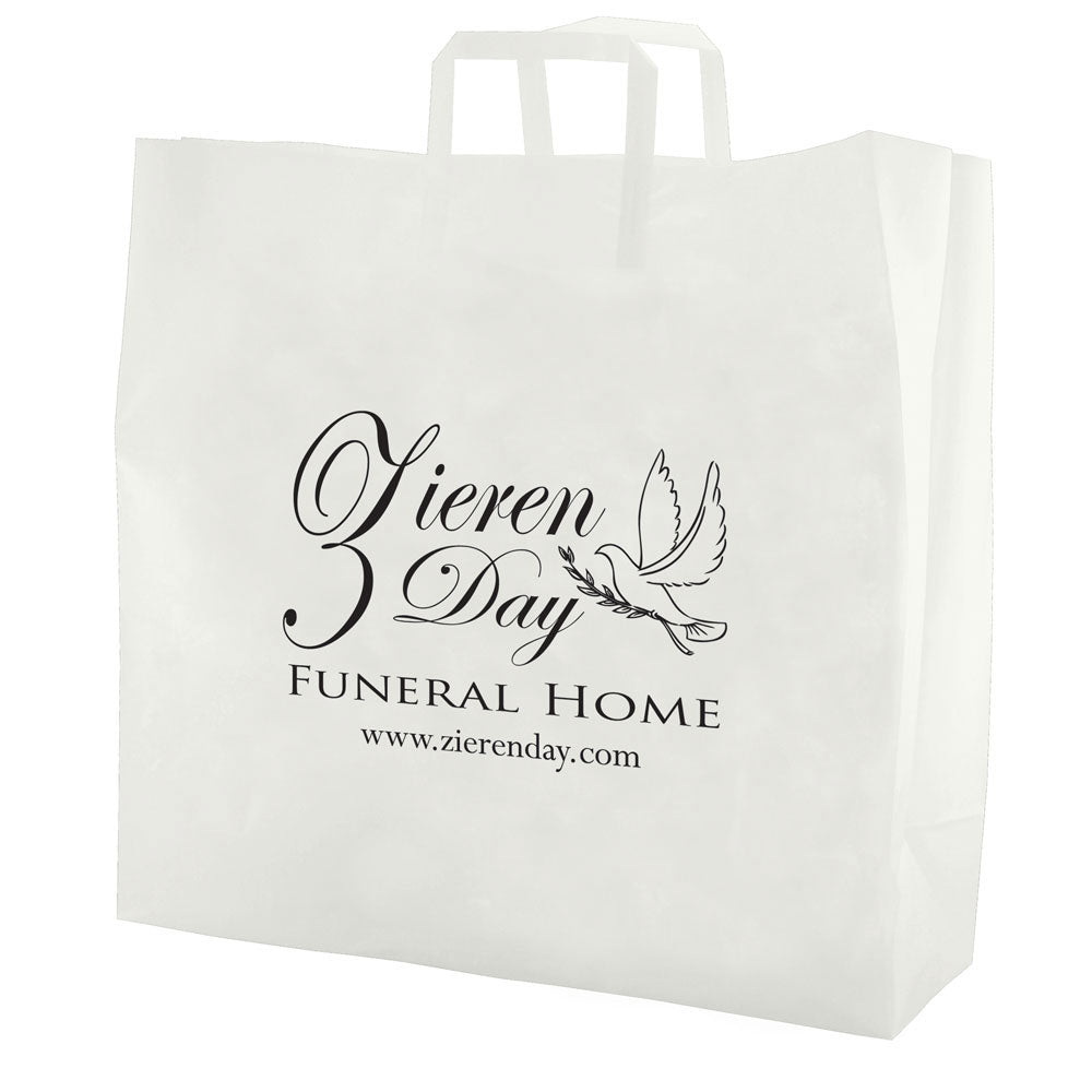 Frosted Clear - Tri-Fold Handle Bag - Cardboard Bottom - 17 x 7 x 18" (3.5 mil)