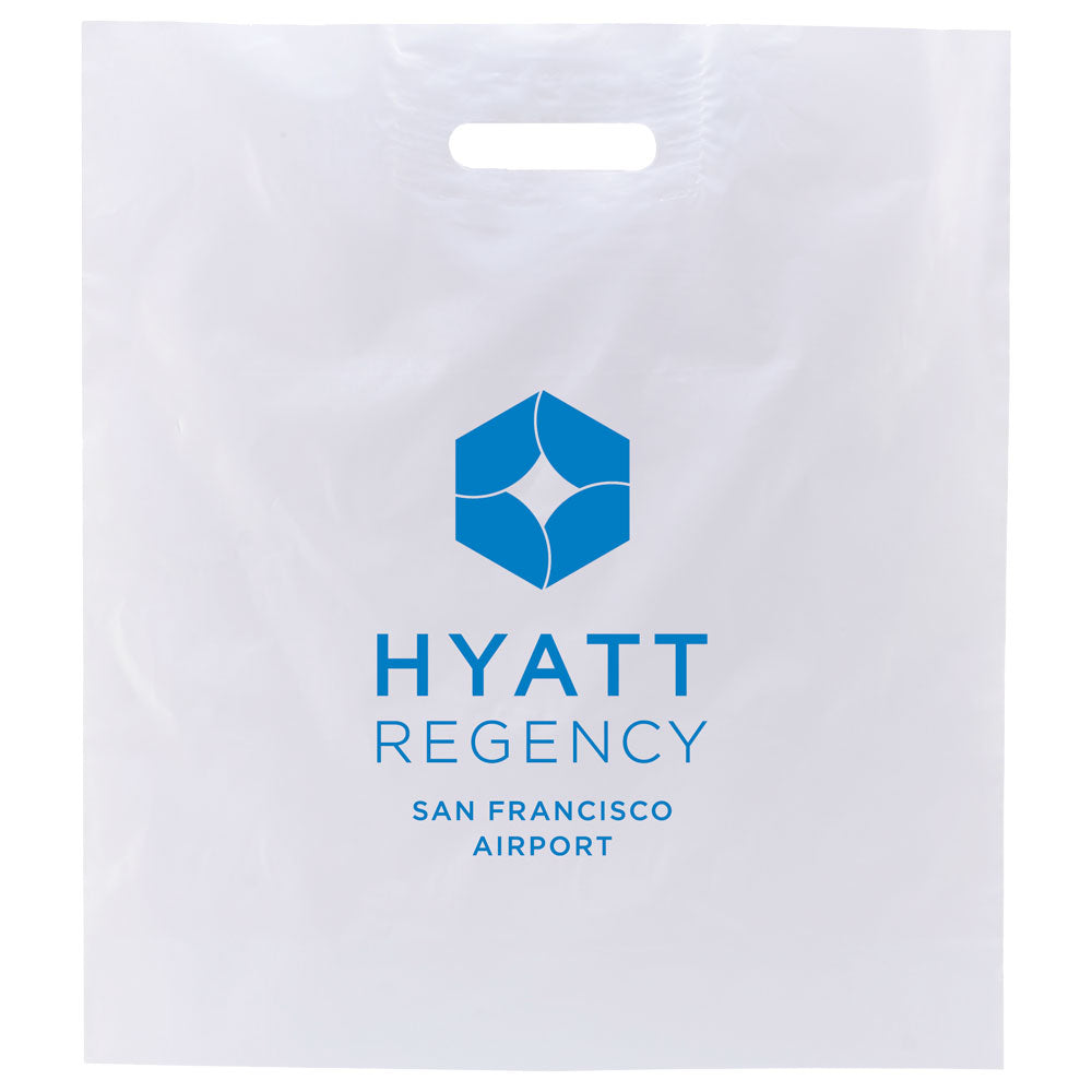 White - Patch Handle Bag - 16 x 18 x 4" (2.5 mil)