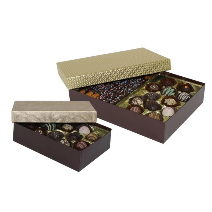 Gold Lid / Chocolate Base Rigid Candy Boxes