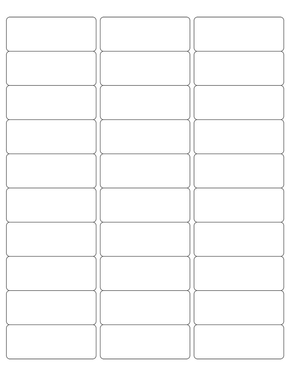 White - Shipping Labels - Sheet of 30 Labels - Label Size: 2-5/8 x 1"