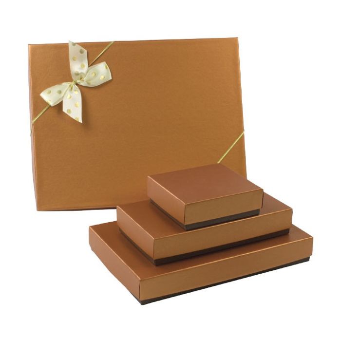 Caramel Lid / Dark Chocolate Base Rigid Candy Boxes