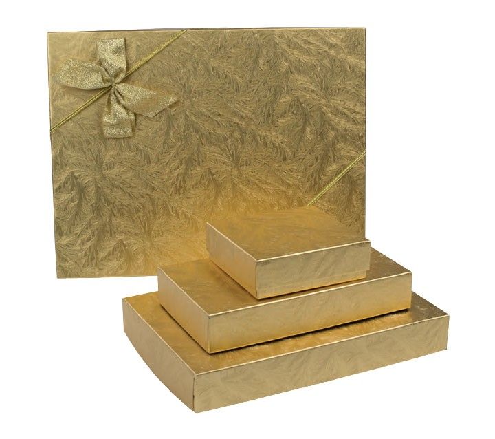 Elegant Gold - Rigid Candy Box - Lid & Base - (1/4 lb) 6-1/2 x 3-1/2 x 1-1/8"