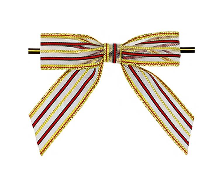 Gold TT - Grosgrain Bow with Twist Tie - 3-1/2" Width Bow - 6" Gold Twist Tie