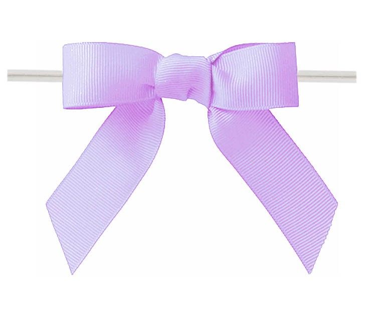 Orchid - Grosgrain Bow with Twist Tie - 3-1/2" Width Bow - 4" Clear Twist Tie